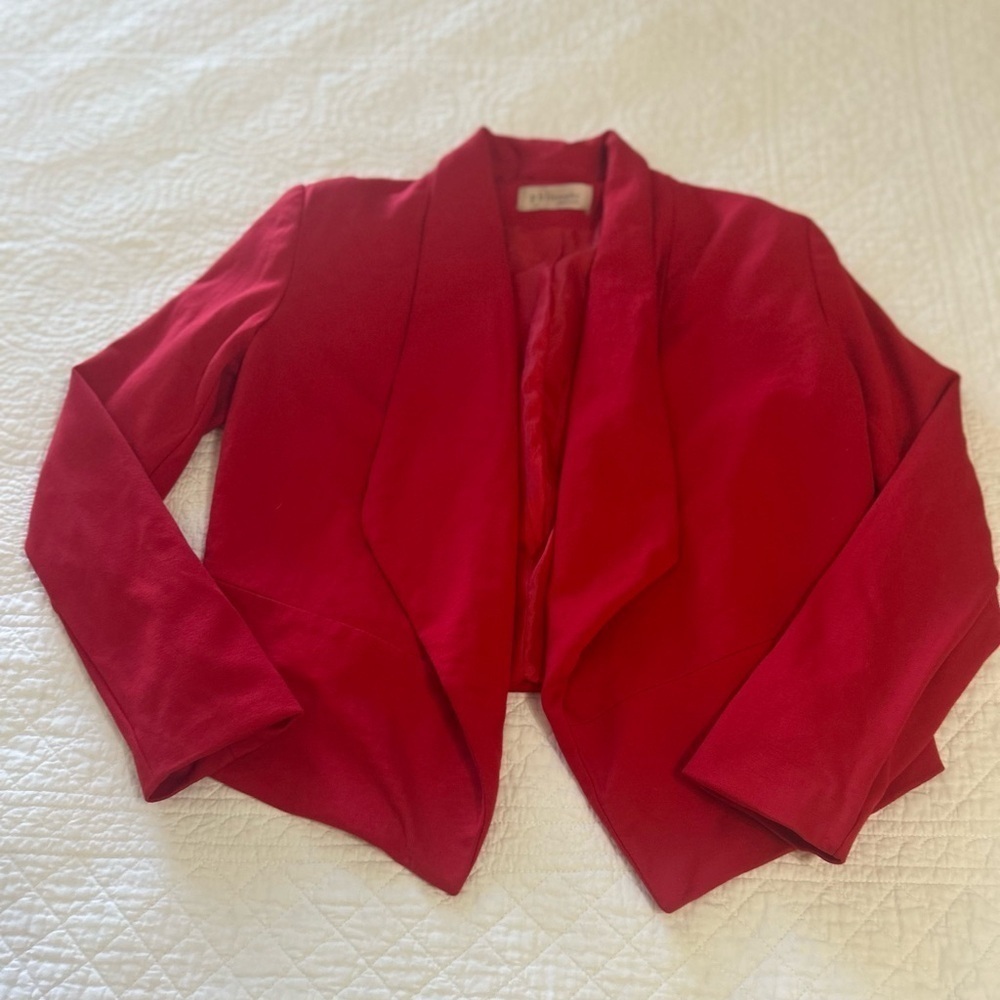 Anthropologie Philosophy Red Collarless Cropped Blazer. Size Small. - Picture 3 of 8